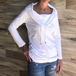 Boston Proper White Cowl Neck Pullover